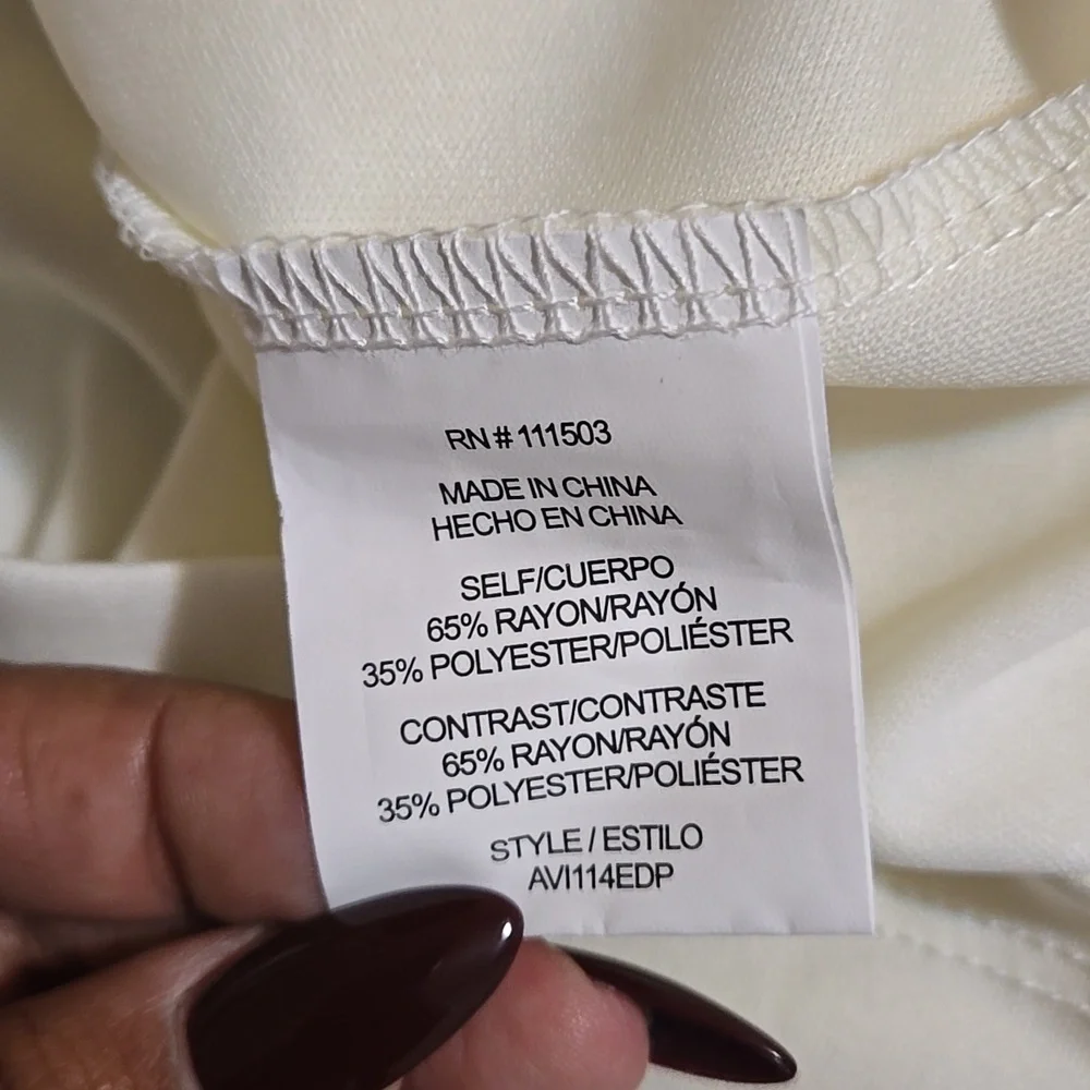 Fig and Flower Women's Embroidered Floral Print Dress Ivory Size Petite L - Picture 8 of 9